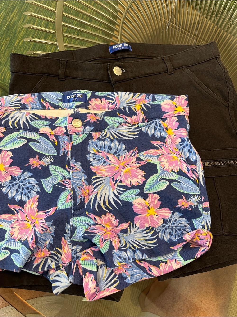 Men's Code 22 Floral Athletic Shorts - Tropical Print and black camo